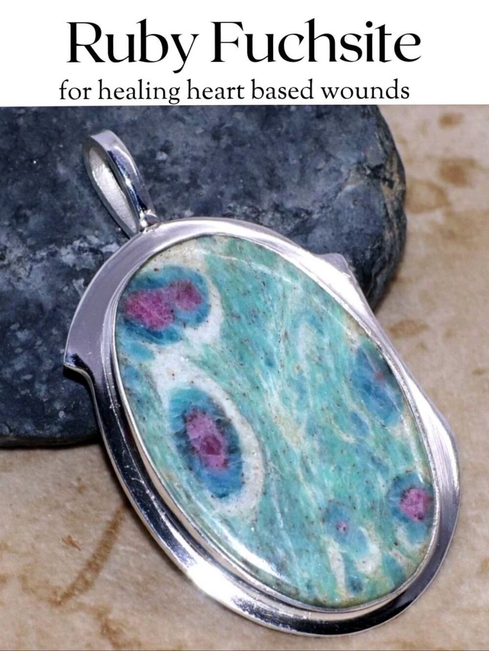 Gorgeous Ruby Fuchsite Gemstone Handmade Fine Finish Halo Pendant